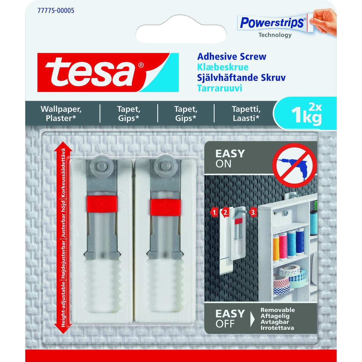 SKRUV 77775 TESA SJÄLVHÄFTNADE JUSTERBAR TAPET/PUTS 1KG 2ST