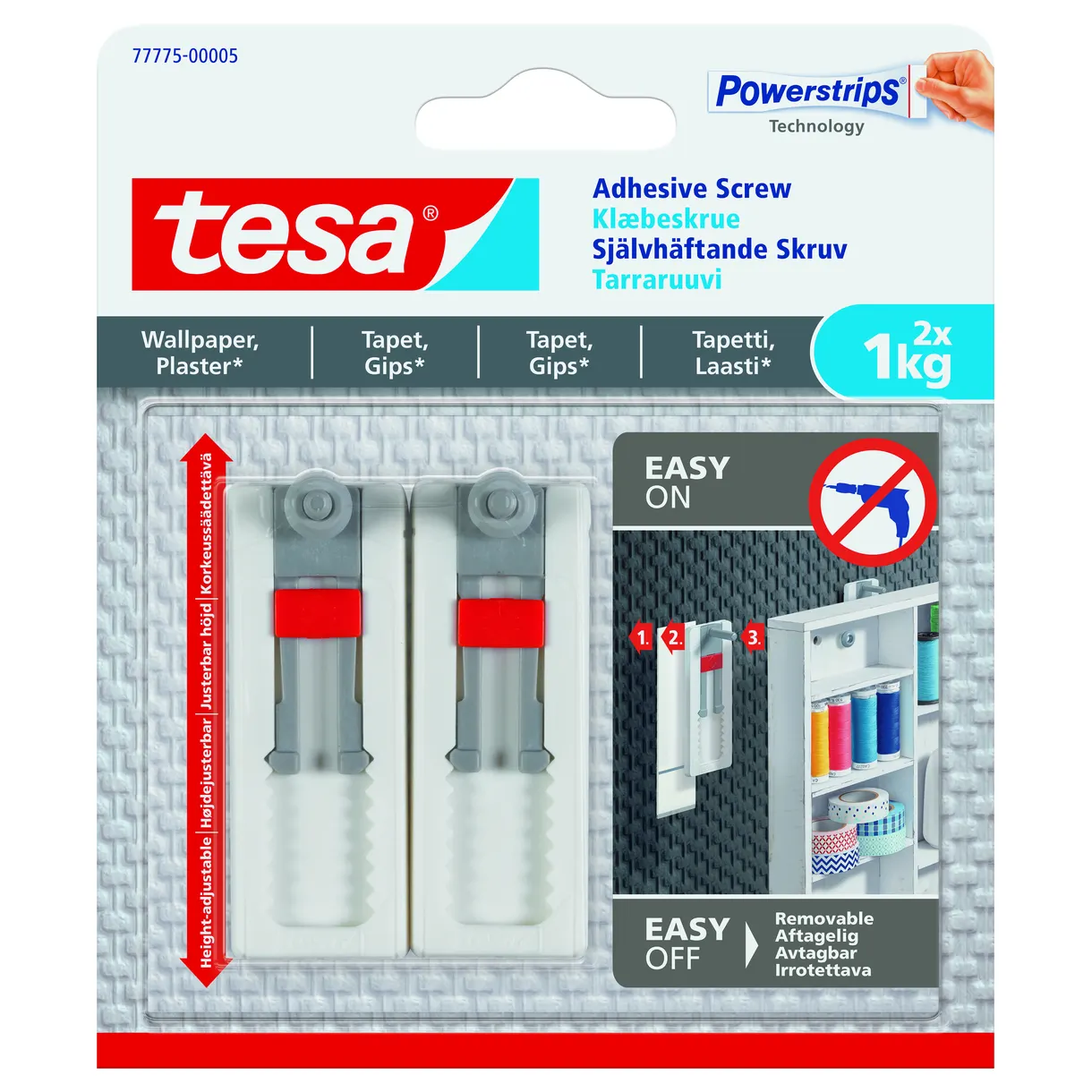 SKRUV 77775 TESA SJÄLVHÄFTNADE JUSTERBAR TAPET/PUTS 1KG 2ST