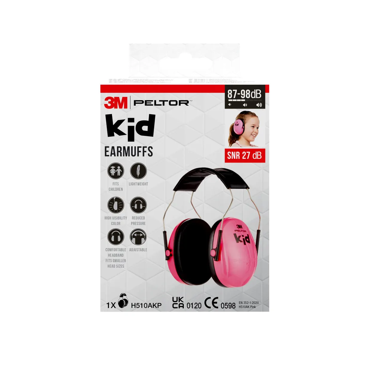 HÖRSELSKYDD FÖR BARN H510AKP SNR-VÄRDE 27 DB ROSA