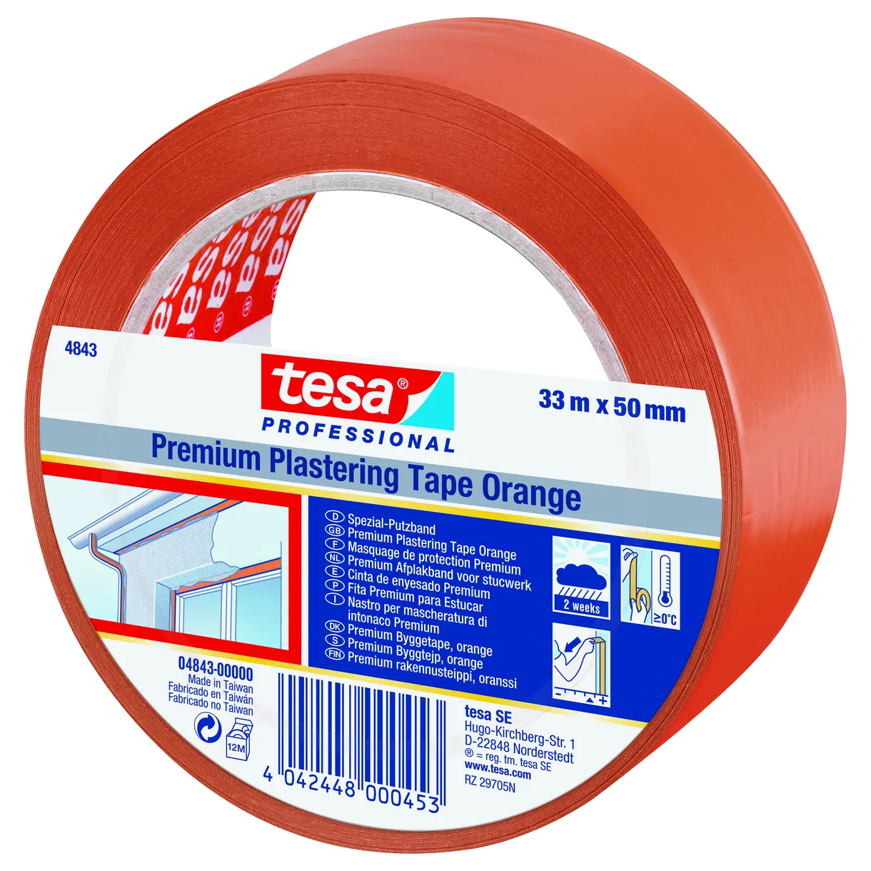 BYGG&SKYDDSTEJP 4843 TESA ORANGE 2V 50MM 33M