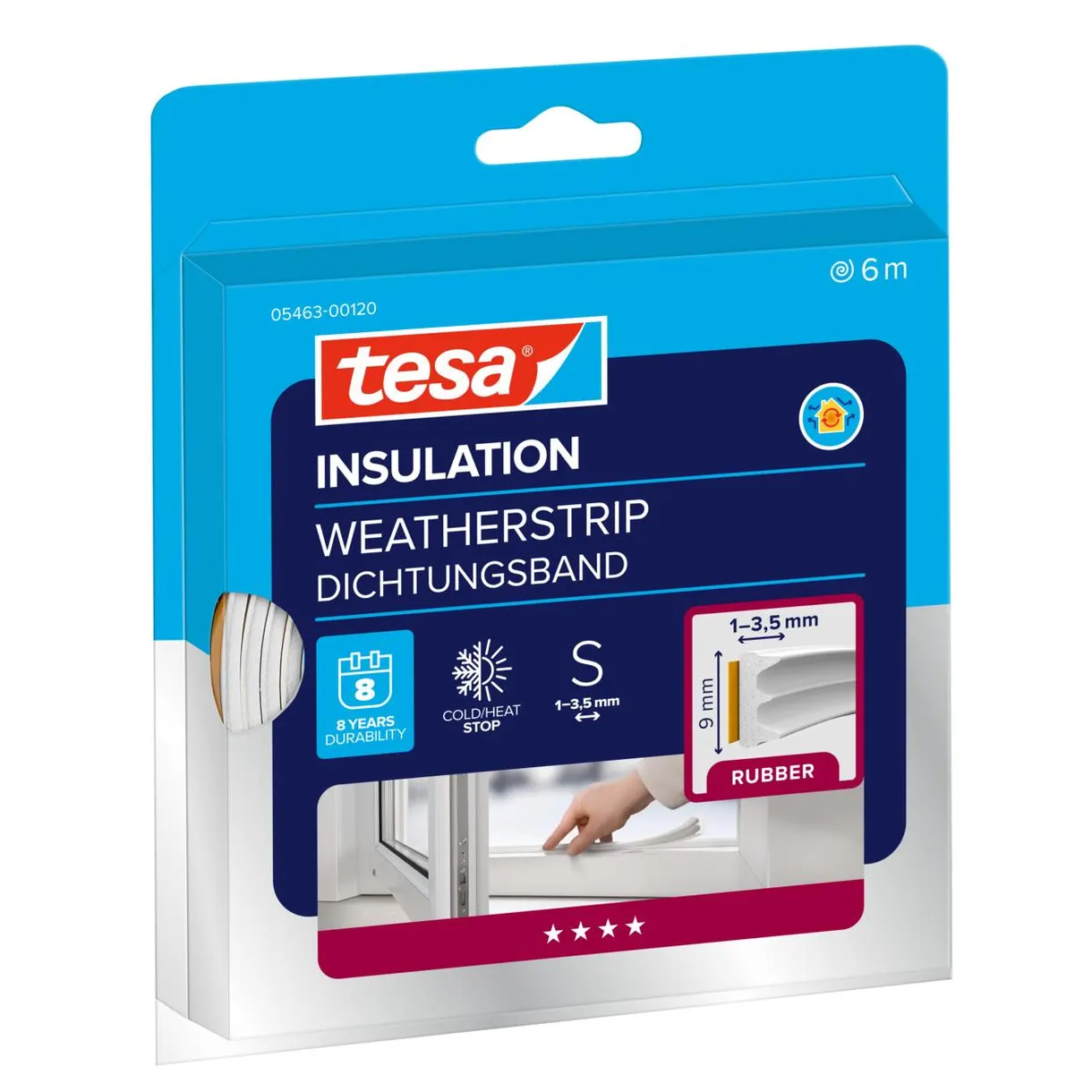 TÄTNINGSLIST E-LIST EPDM 5463 TESA VIT 6MX9MMX4MM