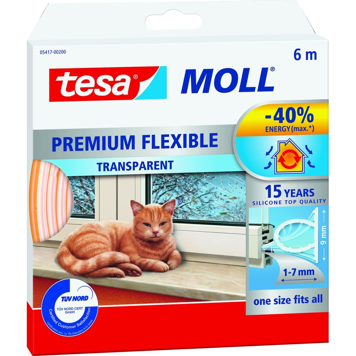 TÄTNINGSLIST SILIKON 5417 TESA TRANSPARENT 6MX9MM