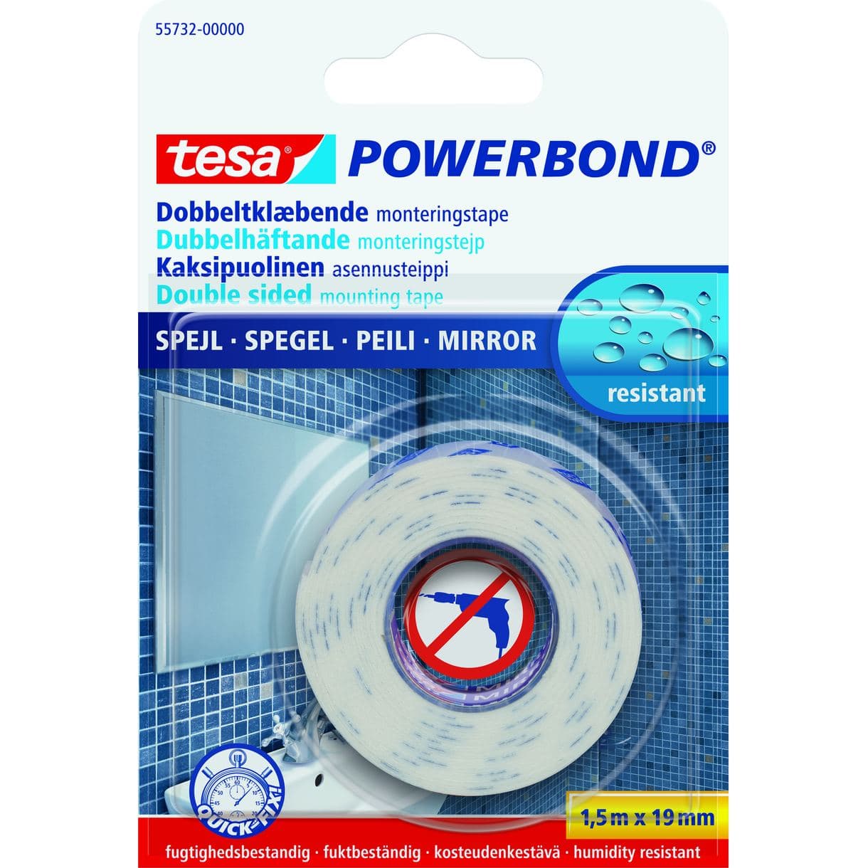 MONTERINGSTEJP 55732 TESA SPEGEL POWERBOND 19MM 1,5M