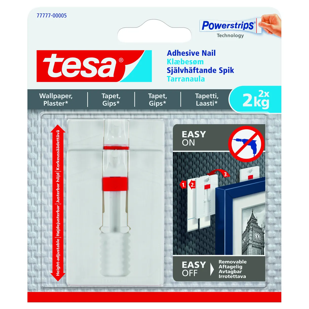 SPIK 77777 TESA SJÄLVHÄFTANDE JUSTERBAR TAPET/PUTS 2KG 2ST