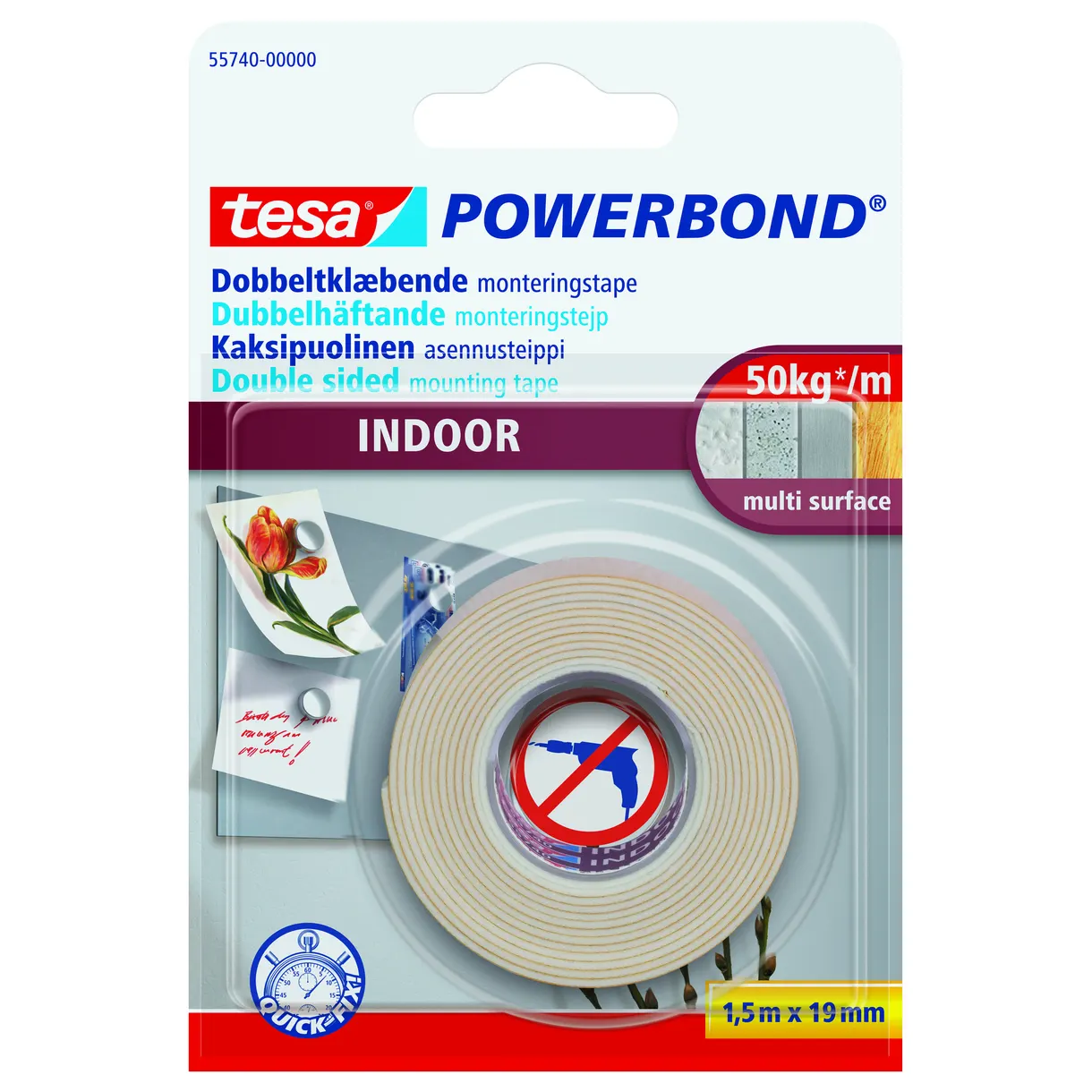 MONTERINGSTEJP 55740 TESA INDOOR POWERBOND 19MM 1,5M
