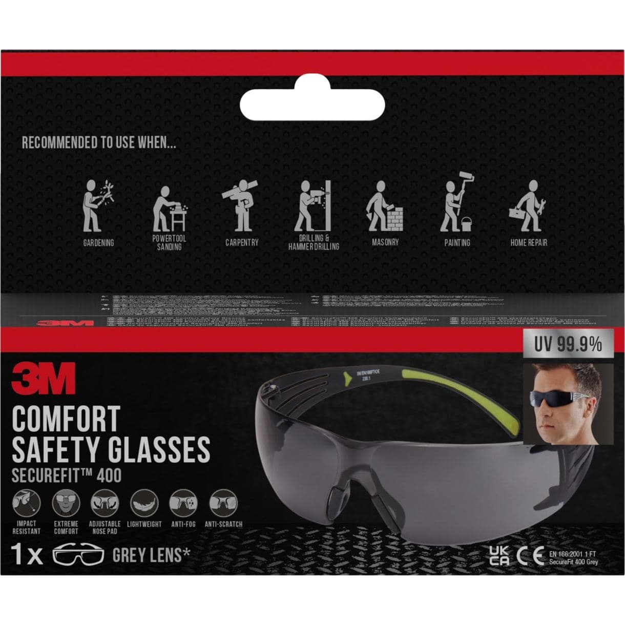 SKYDDSGLASÖGON SF400G SECUREFIT 400 GRÅ