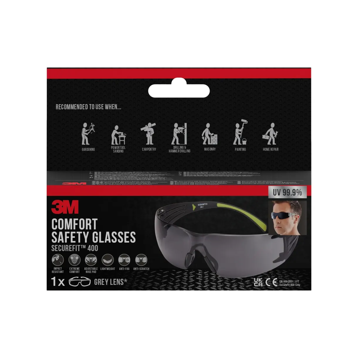 SKYDDSGLASÖGON SF400G SECUREFIT 400 GRÅ