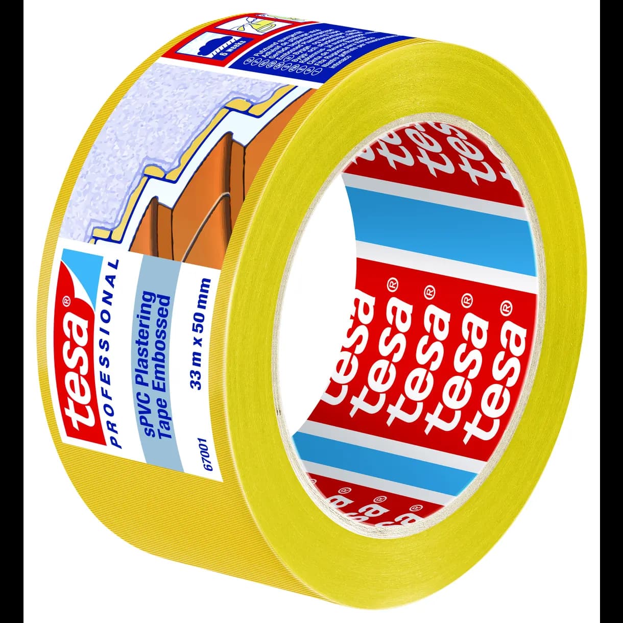BYGG-OCH SKYDDSTEJP 67001 TESA 6V UV GUL RÄFFLAD 50MM 33M
