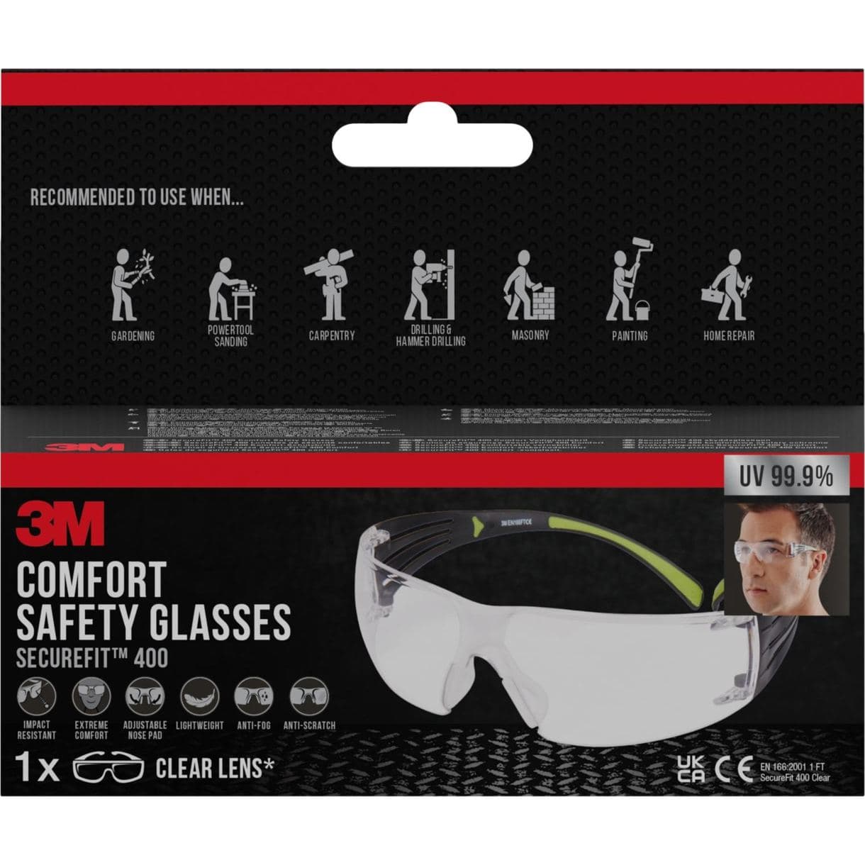 SKYDDSGLASÖGON SF400C SECUREFIT 400 TRANSPARENTA