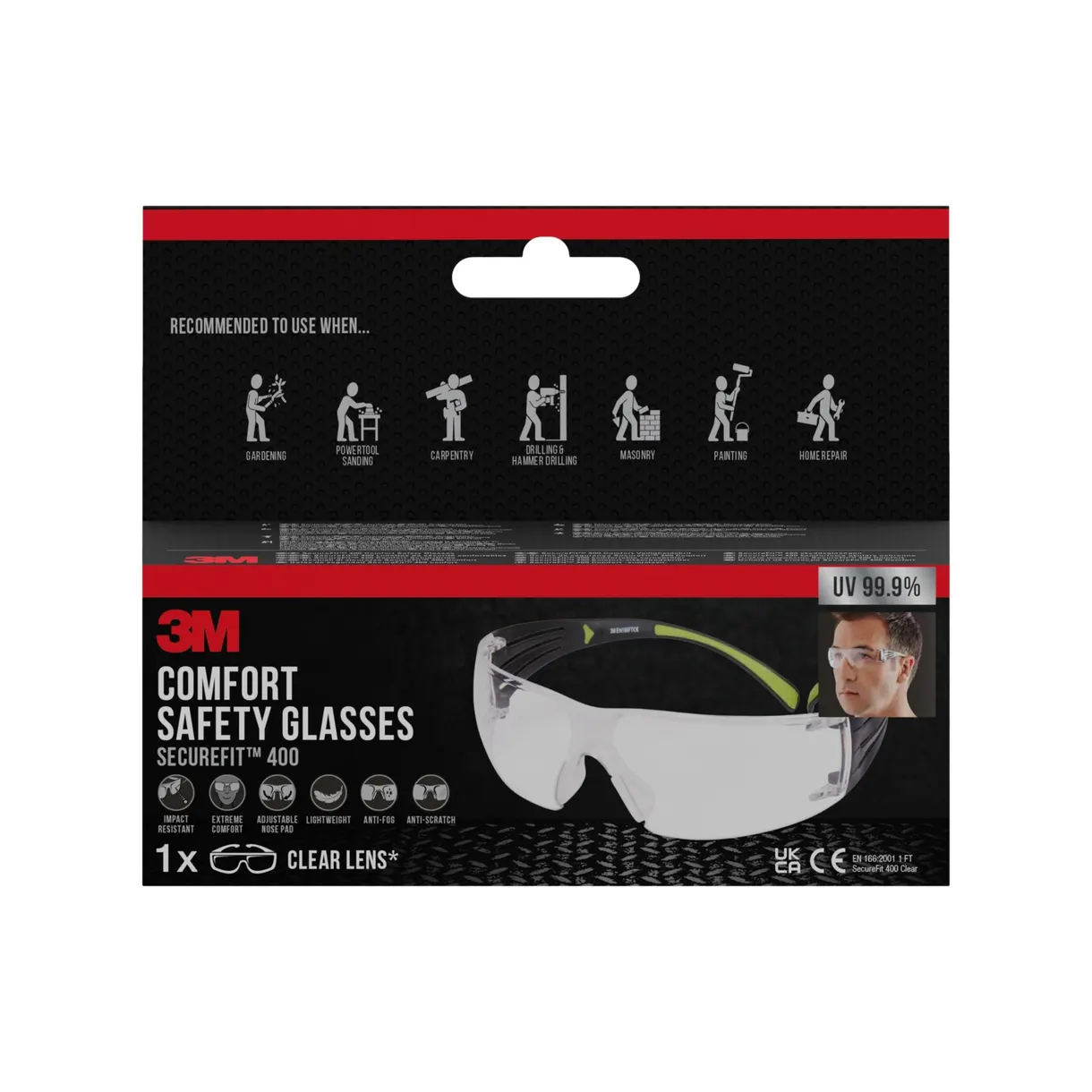 SKYDDSGLASÖGON SF400C SECUREFIT 400 TRANSPARENTA