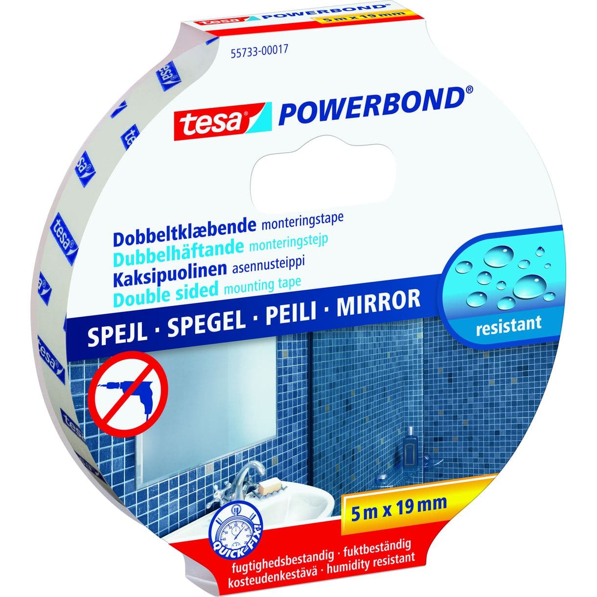 MONTERINGSTEJP 55733 TESA SPEGEL POWERBOND 19MM 5M