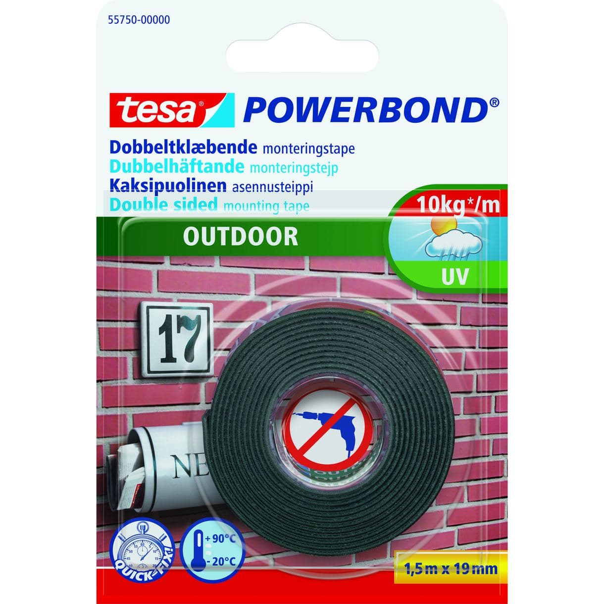 MONTERINGSTEJP 55750 TESA OUTDOOR POWERBOND 19MM 1,5M
