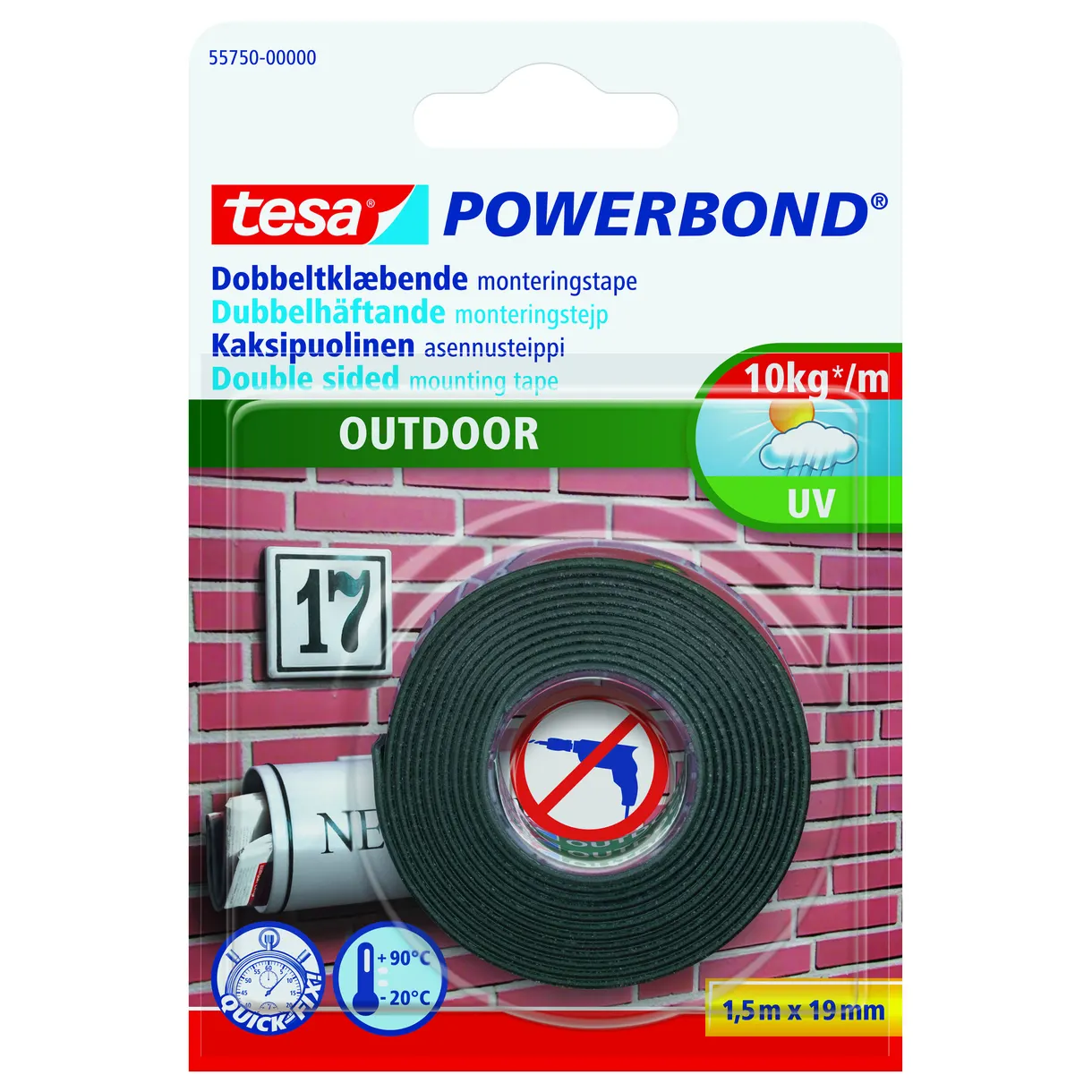 MONTERINGSTEJP 55750 TESA OUTDOOR POWERBOND 19MM 1,5M