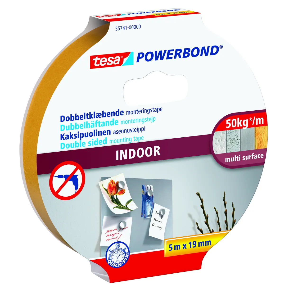 MONTERINGSTEJP 55741 TESA INDOOR POWERBOND 19MM 5M