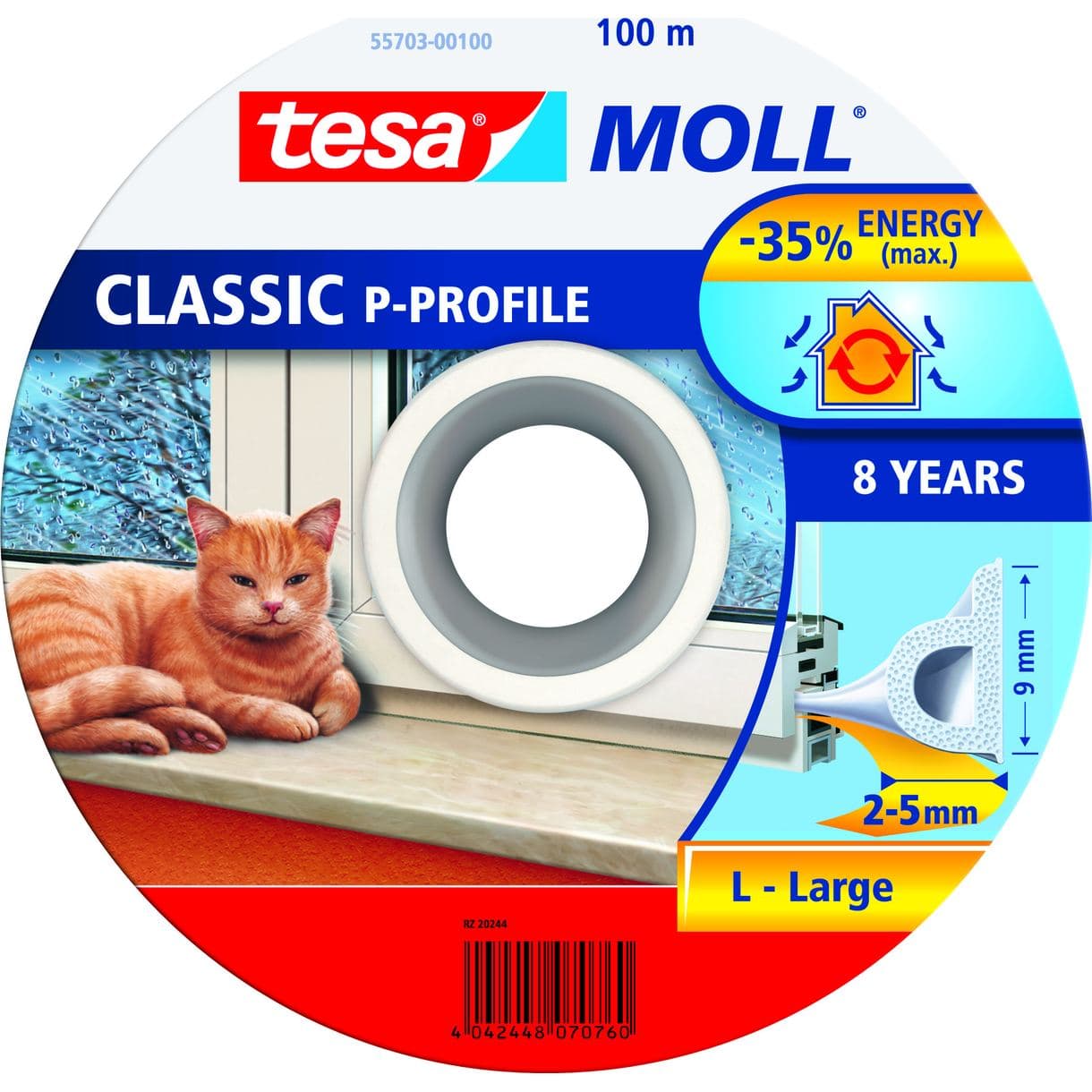 TÄTNINGSLIST P-LIST EPDM 55703 TESA VIT 100MX9MMX4MM