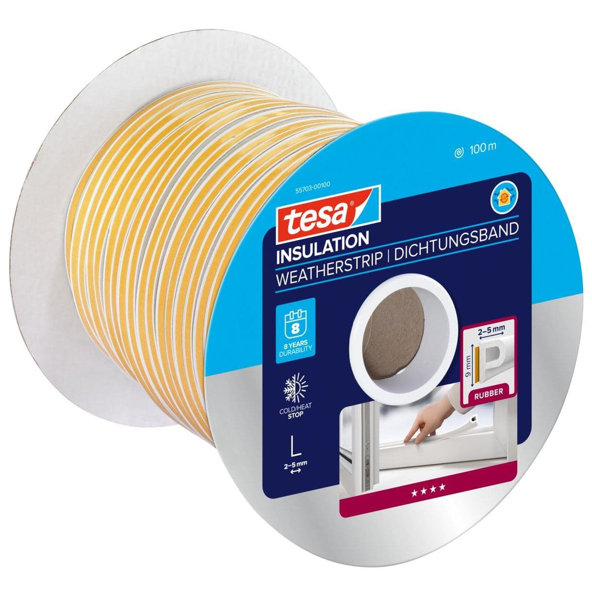 TÄTNINGSLIST P-LIST EPDM 55703 TESA VIT 100MX9MMX4MM