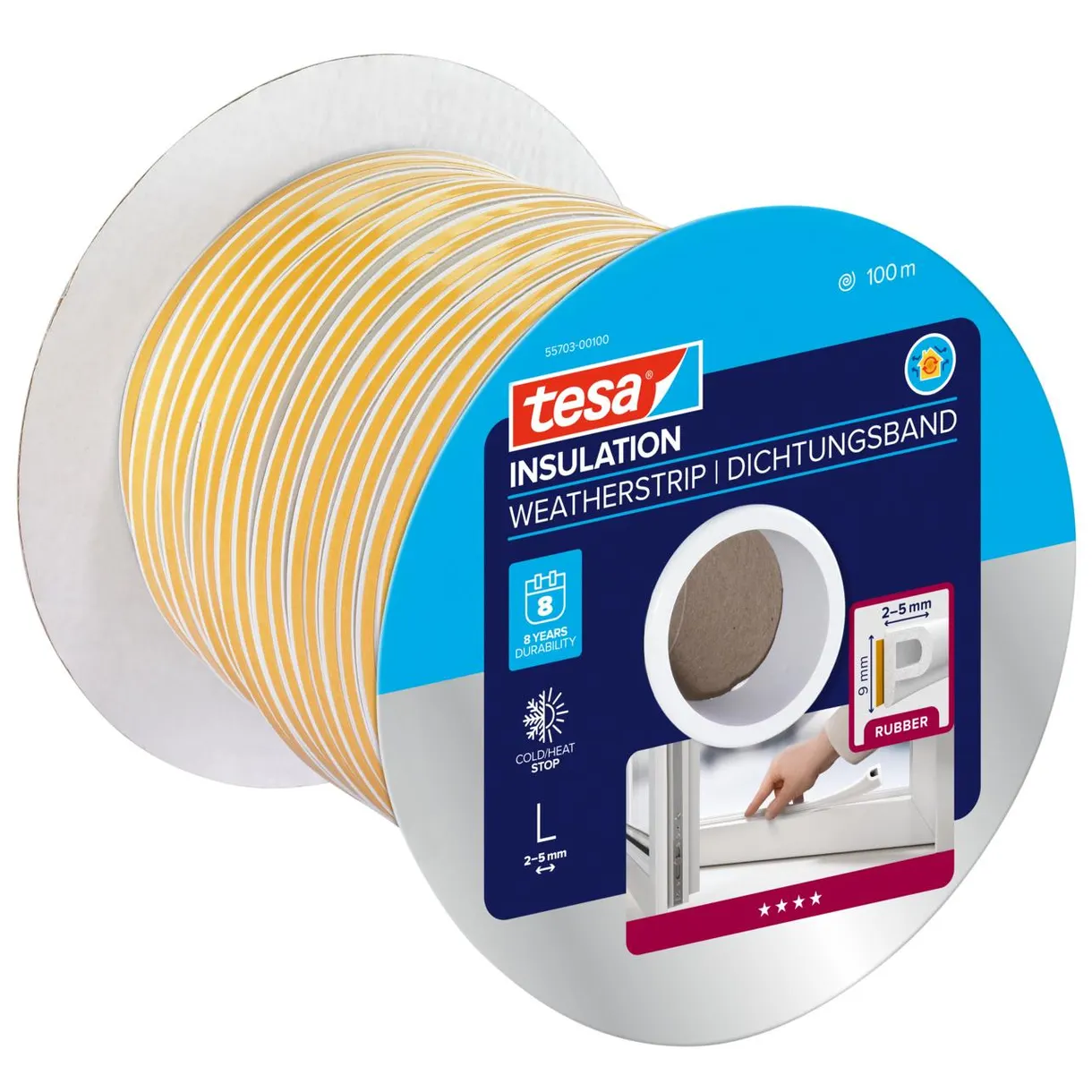 TÄTNINGSLIST P-LIST EPDM 55703 TESA VIT 100MX9MMX4MM