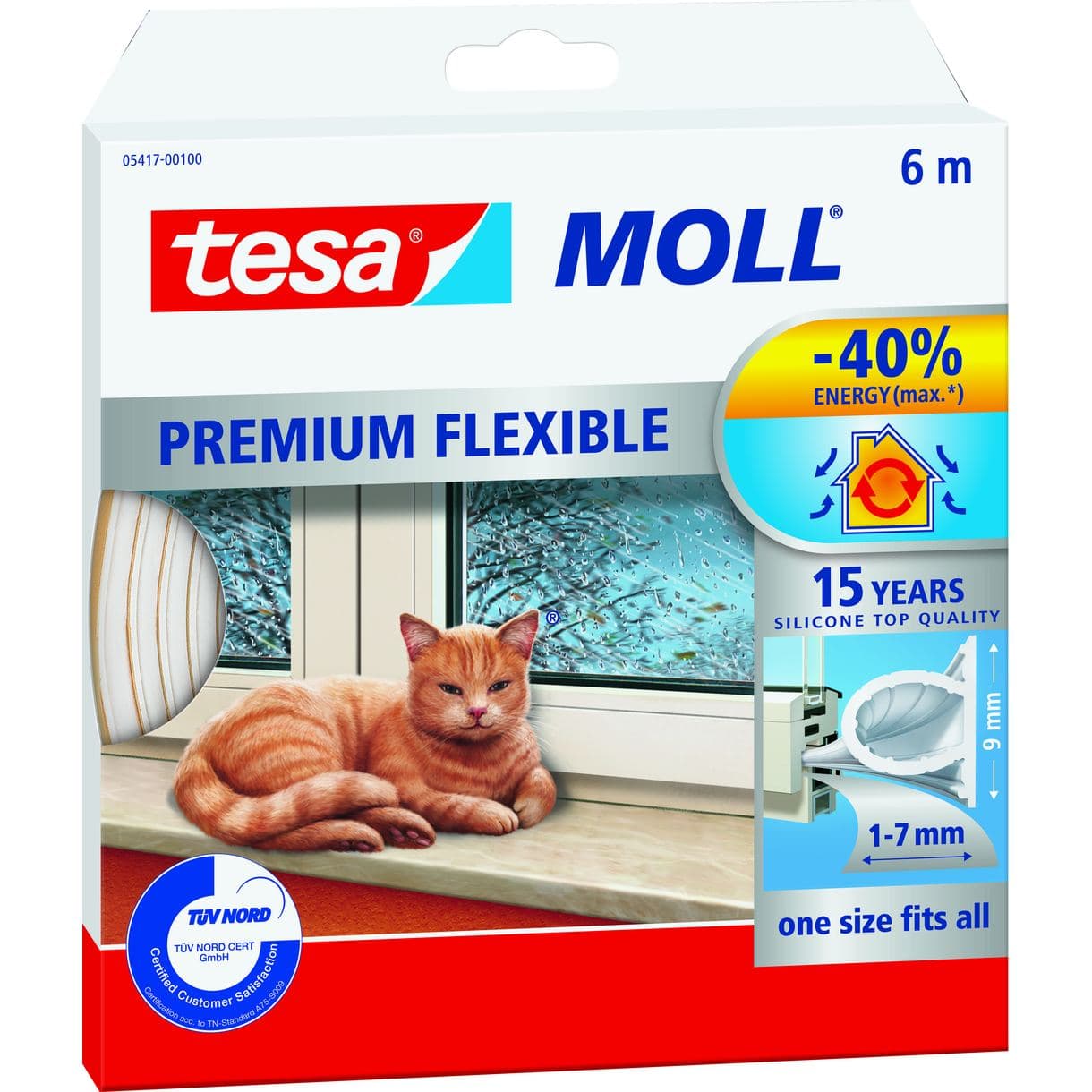 TÄTNINGSLIST SILIKON 5417 TESA VIT 6MX9MM