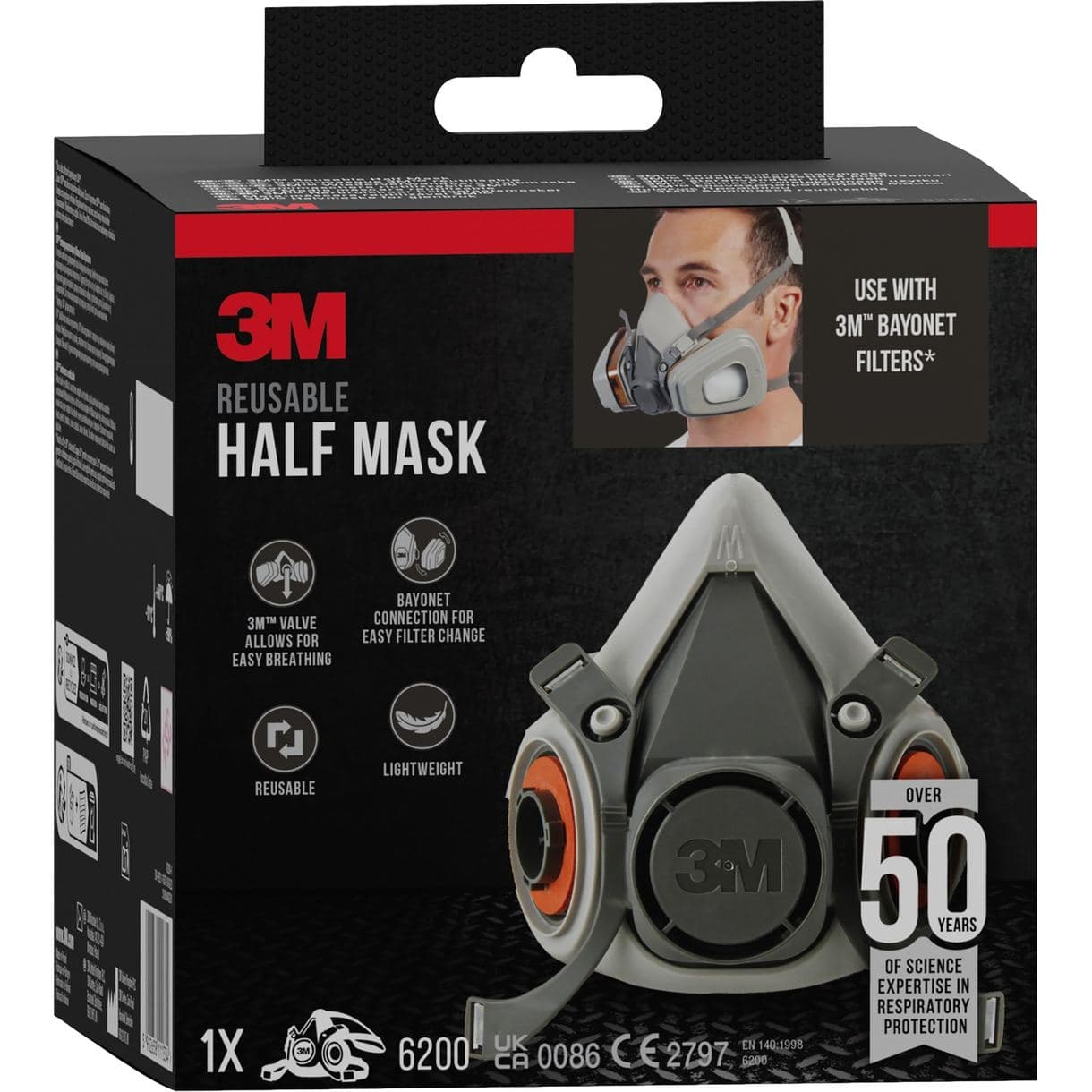 ANDNINGSSKYDDSSTOMME 6200 M ÅTERANVÄNDBAR MED HALVMASK