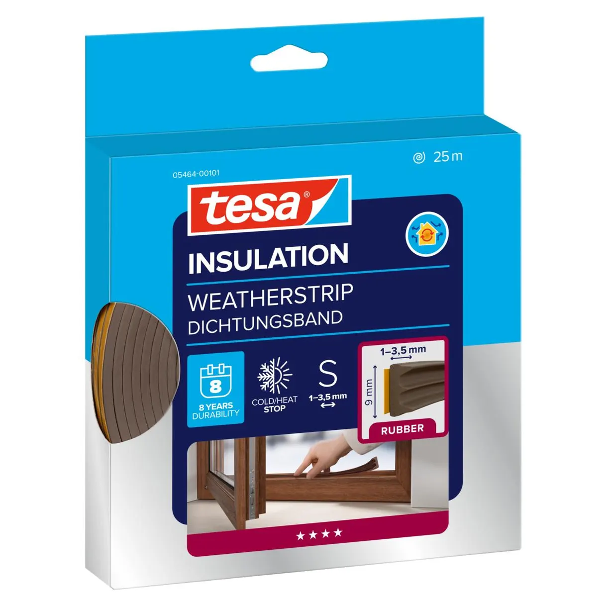 TÄTNINGSLIST E-LIST EPDM 5464 TESA BRUN 25MX9MMX4MM