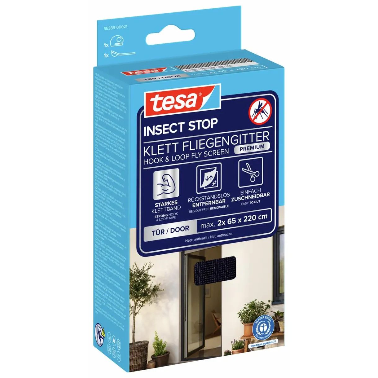 INSEKTSNÄT COMFORT DÖRR 55389 TESA SVART 2MX0,65MX2,2M
