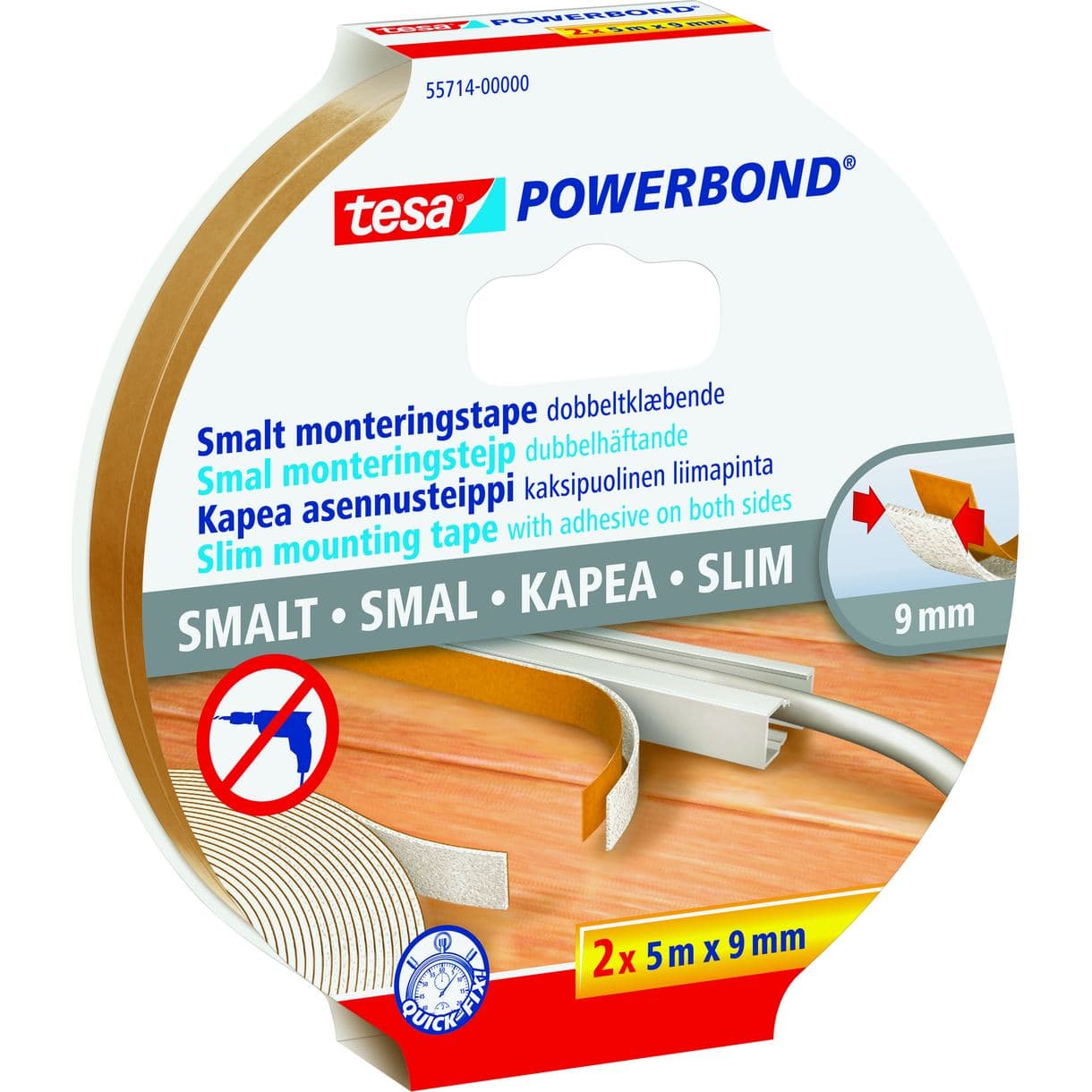 MONTERINGSTEJP 55714 TESA INDOOR POWERBOND SLIM 18MM 5M