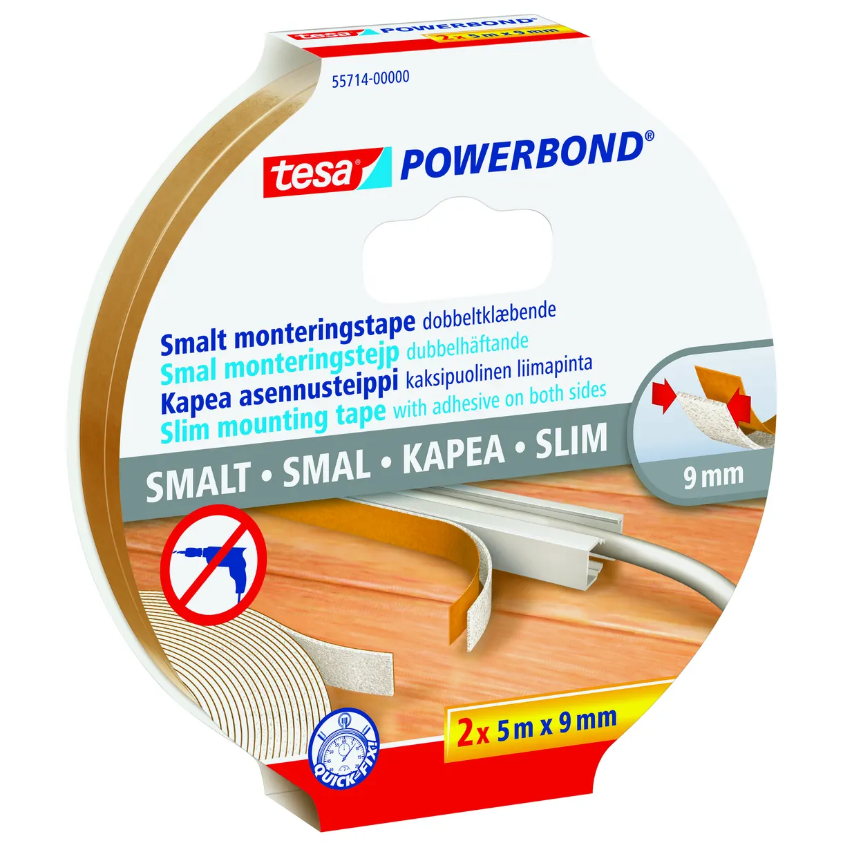MONTERINGSTEJP 55714 TESA INDOOR POWERBOND SLIM 18MM 5M
