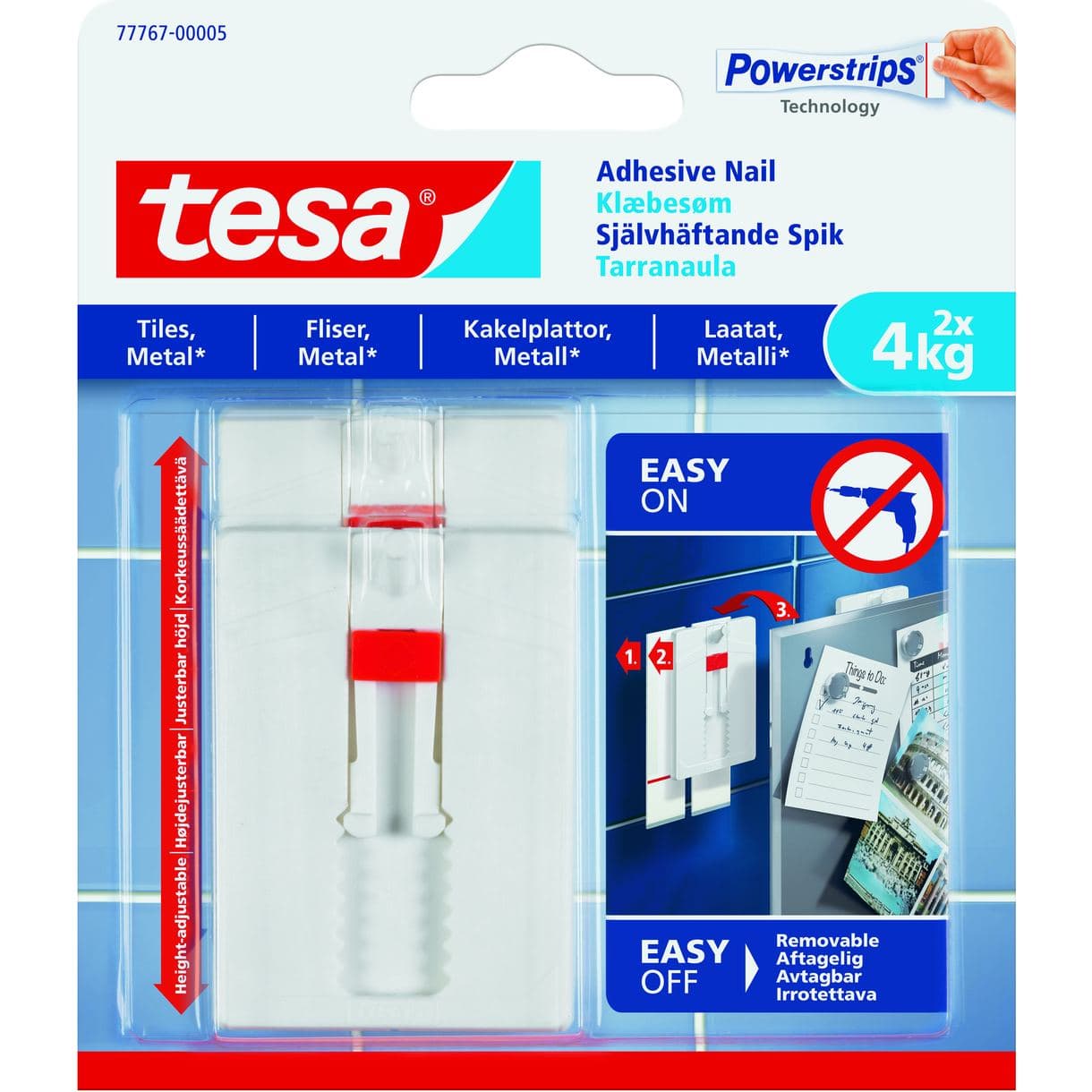 SPIK 77767 TESA SJÄLVHÄFTANDE JUSTERB KAKEL/METALL 4KG 2ST