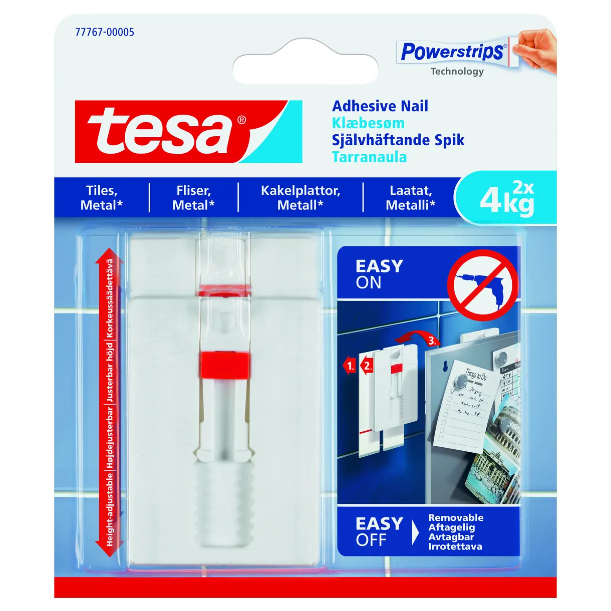 SPIK 77767 TESA SJÄLVHÄFTANDE JUSTERB KAKEL/METALL 4KG 2ST
