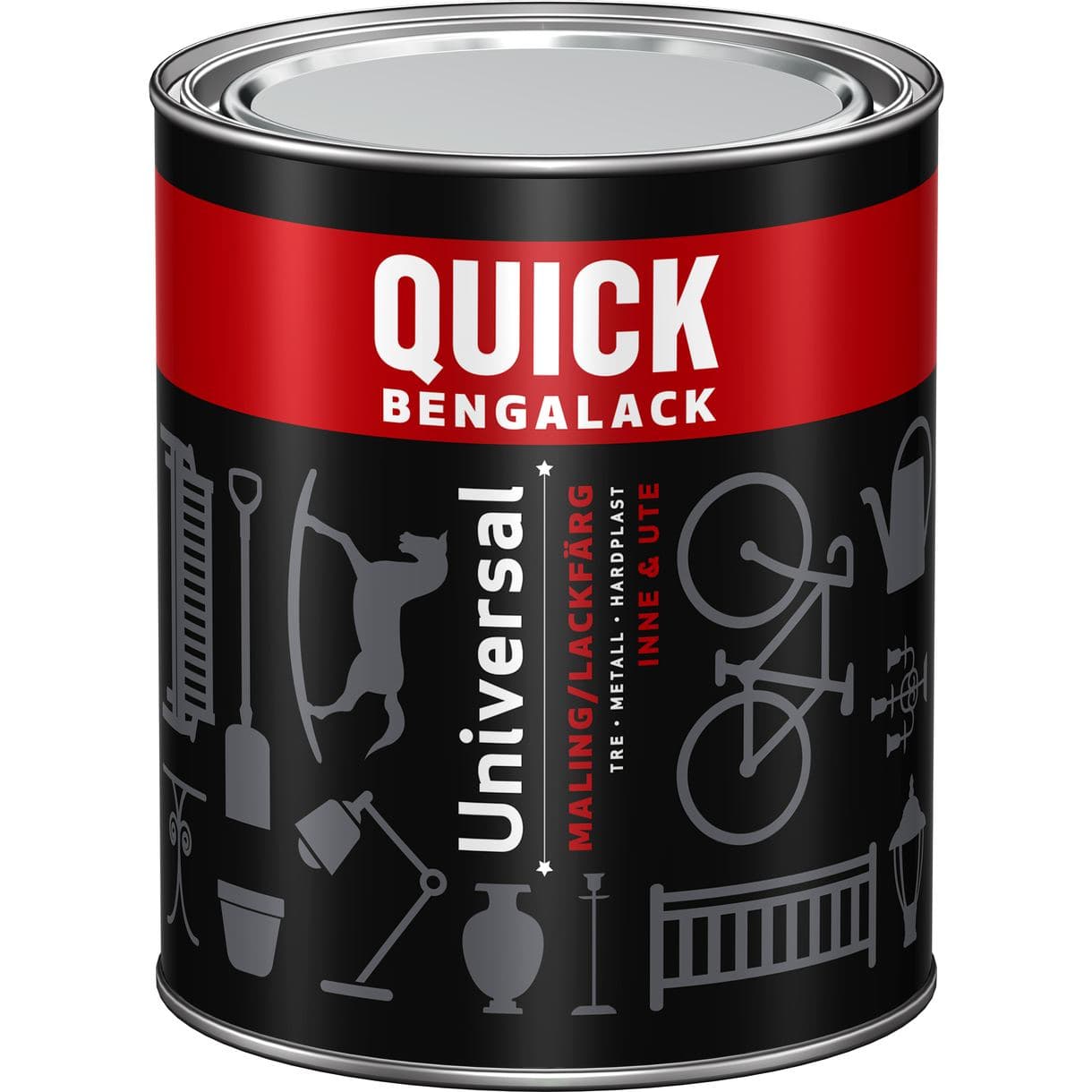 METALLACKFÄRG QUICK BENGALACK VIT SILKESMATT 0,75L