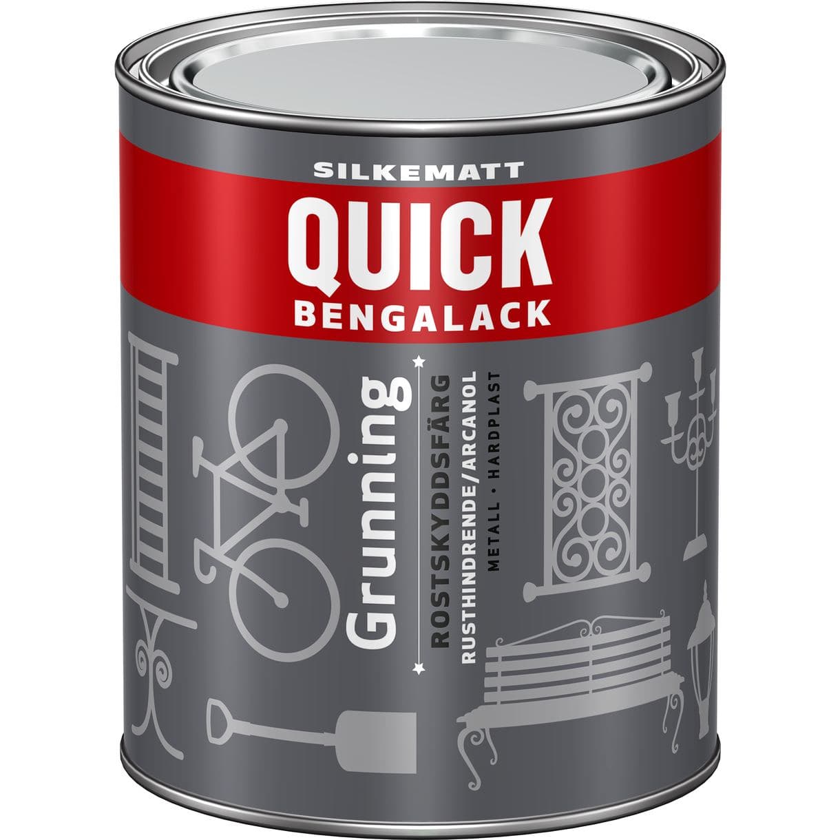 ROSTSKYDDSFÄRG QUICK BENGALACK METALLGRUNDNING SVART 0,75