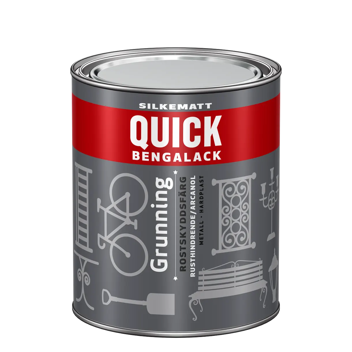ROSTSKYDDSFÄRG QUICK BENGALACK METALLGRUNDNING SVART 0,75