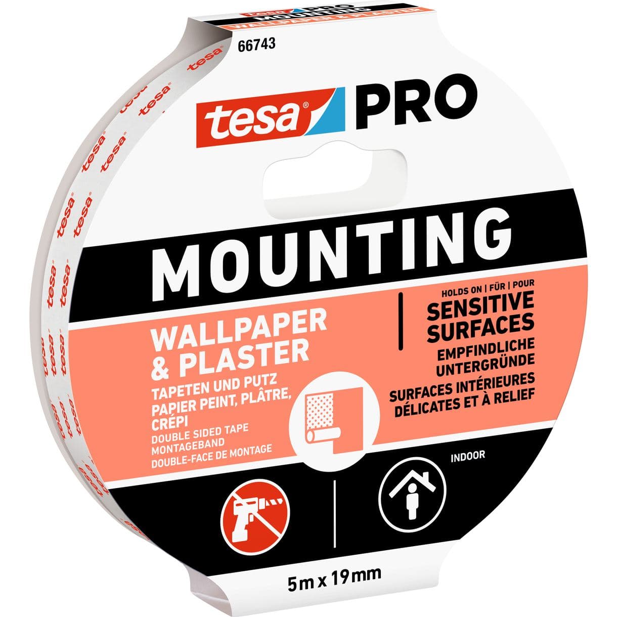 MONTERINGSTEJP 66965 TESA PRO MOUNTING TRANSPARENT 5MX19MM
