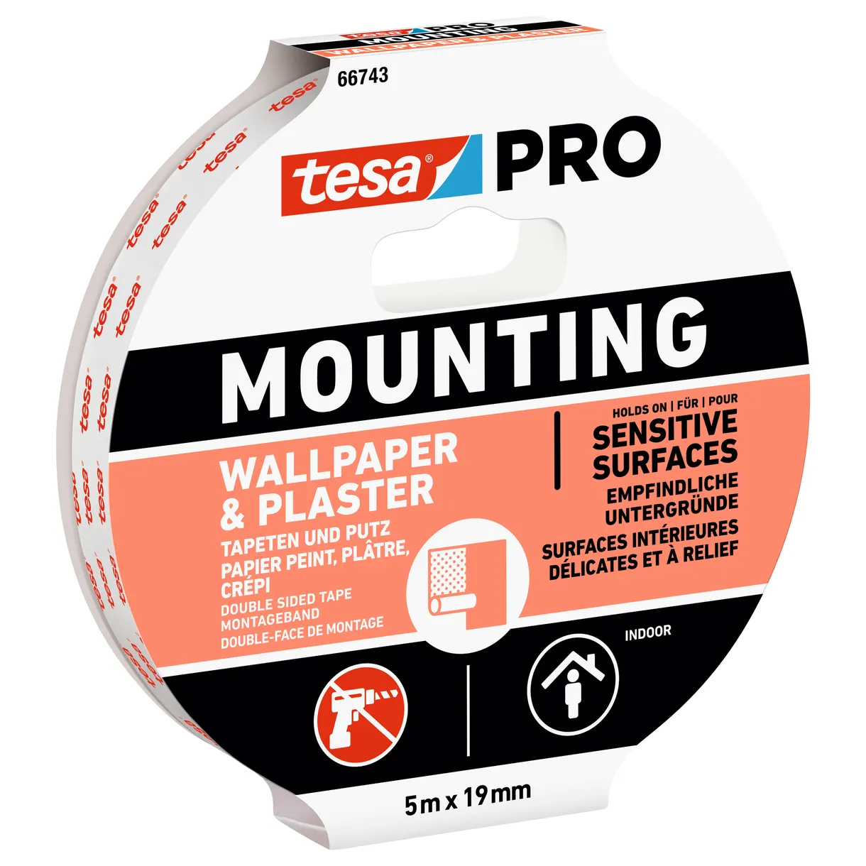 MONTERINGSTEJP 66965 TESA PRO MOUNTING TRANSPARENT 5MX19MM