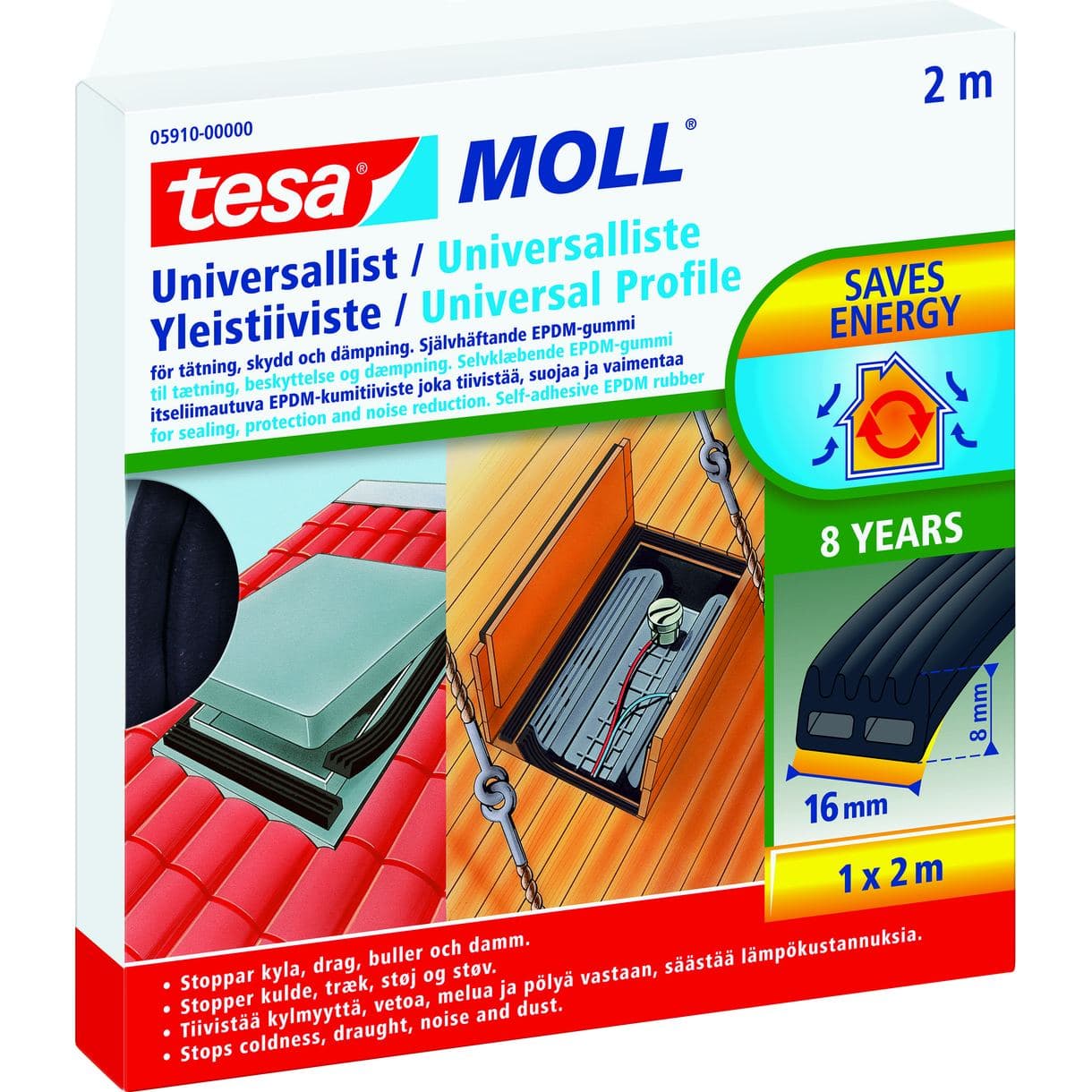 UNIVERSALLIST 5910 TESA SVART 2MX16MMX8MM