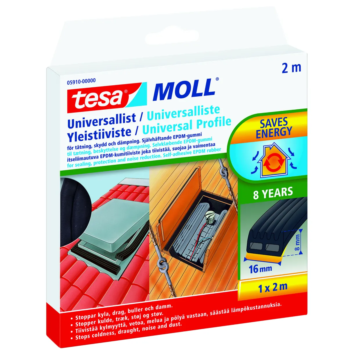 UNIVERSALLIST 5910 TESA SVART 2MX16MMX8MM