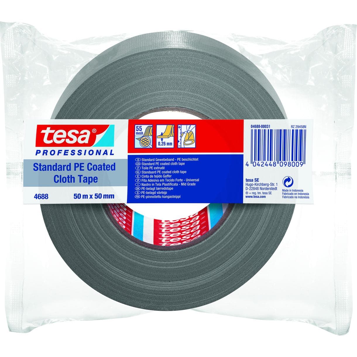 VÄVTEJP 4688 TESA MED EAN MEDIUM GRÅ 50MM 50M