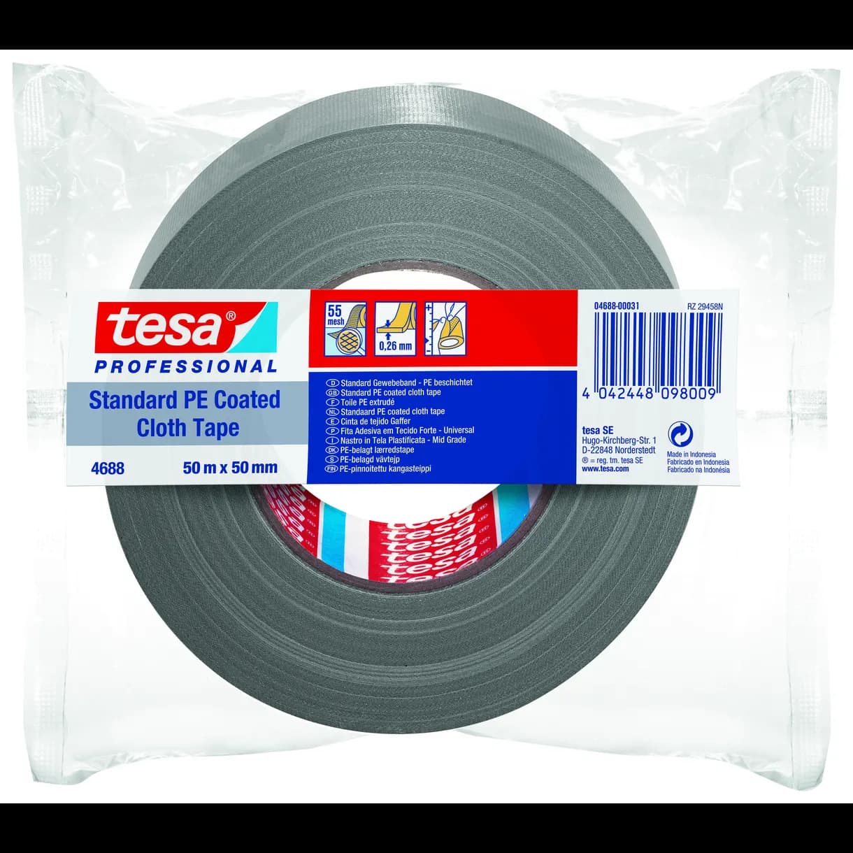 VÄVTEJP 4688 TESA MED EAN MEDIUM GRÅ 50MM 50M