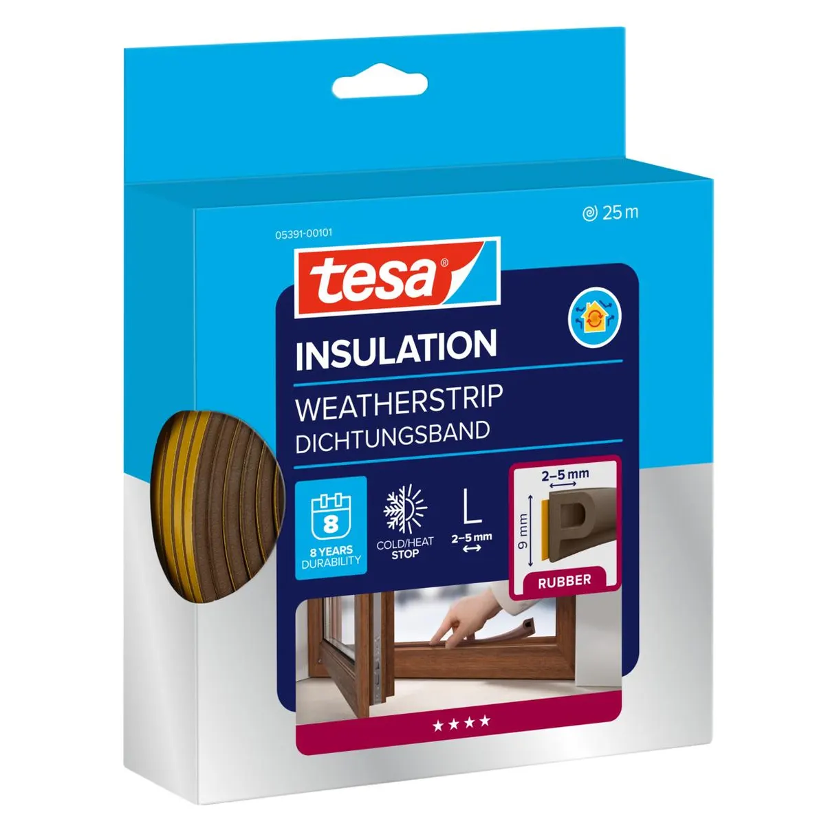 TÄTNINGSLIST P-EPDM 5391 TESA BRUN 25MX9MX5,5MM