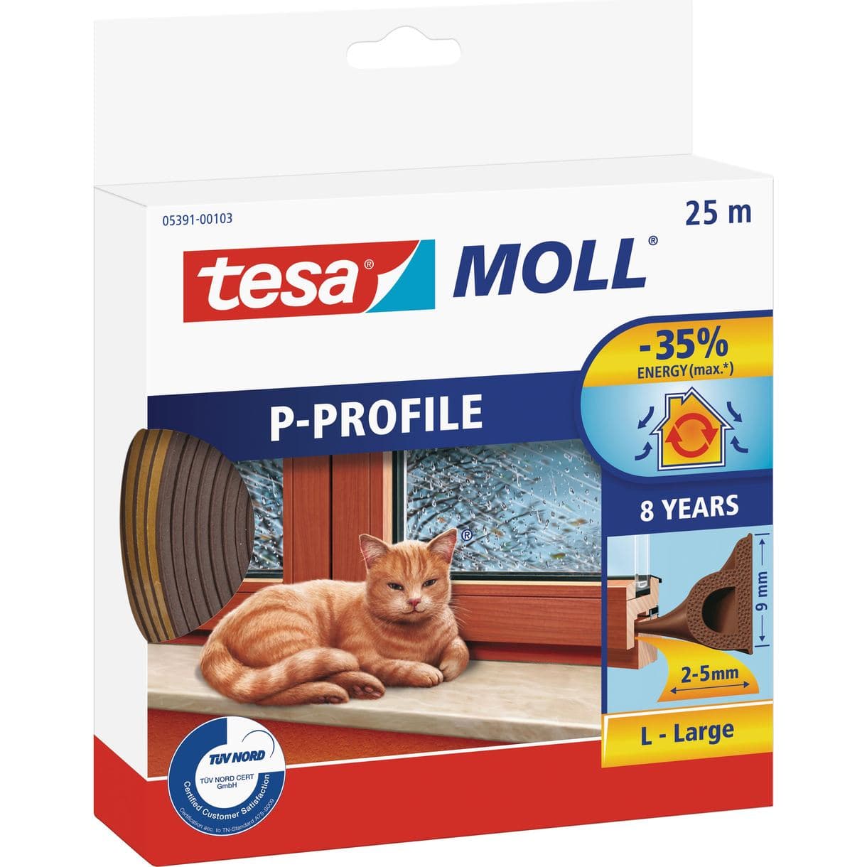 TÄTNINGSLIST P-EPDM 5391 TESA BRUN 25MX9MX5,5MM