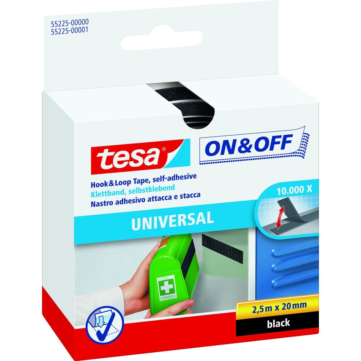 KARDBORREBAND 55225 TESA SVART 2,5M