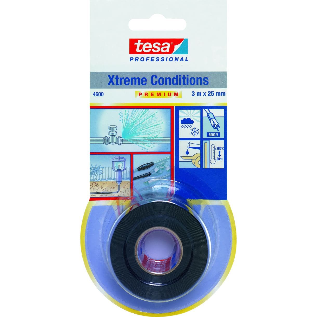 SILIKONTEJP EXTREME CONDITIONS 4600 TESA SVART 3MX25MM