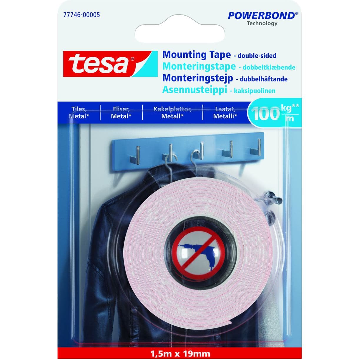 MONTERINGSTEJP 77746 TESA KAKEL/METALL 100KG/M