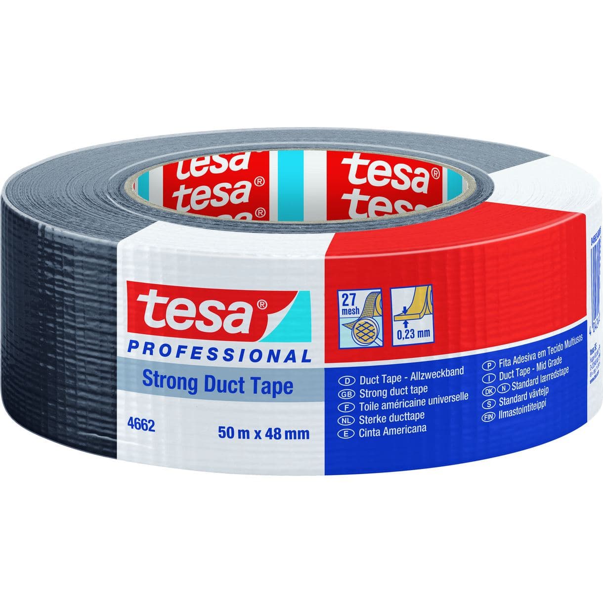 VÄVTEJP 4662 TESA STARK SVART 50M X 48MM