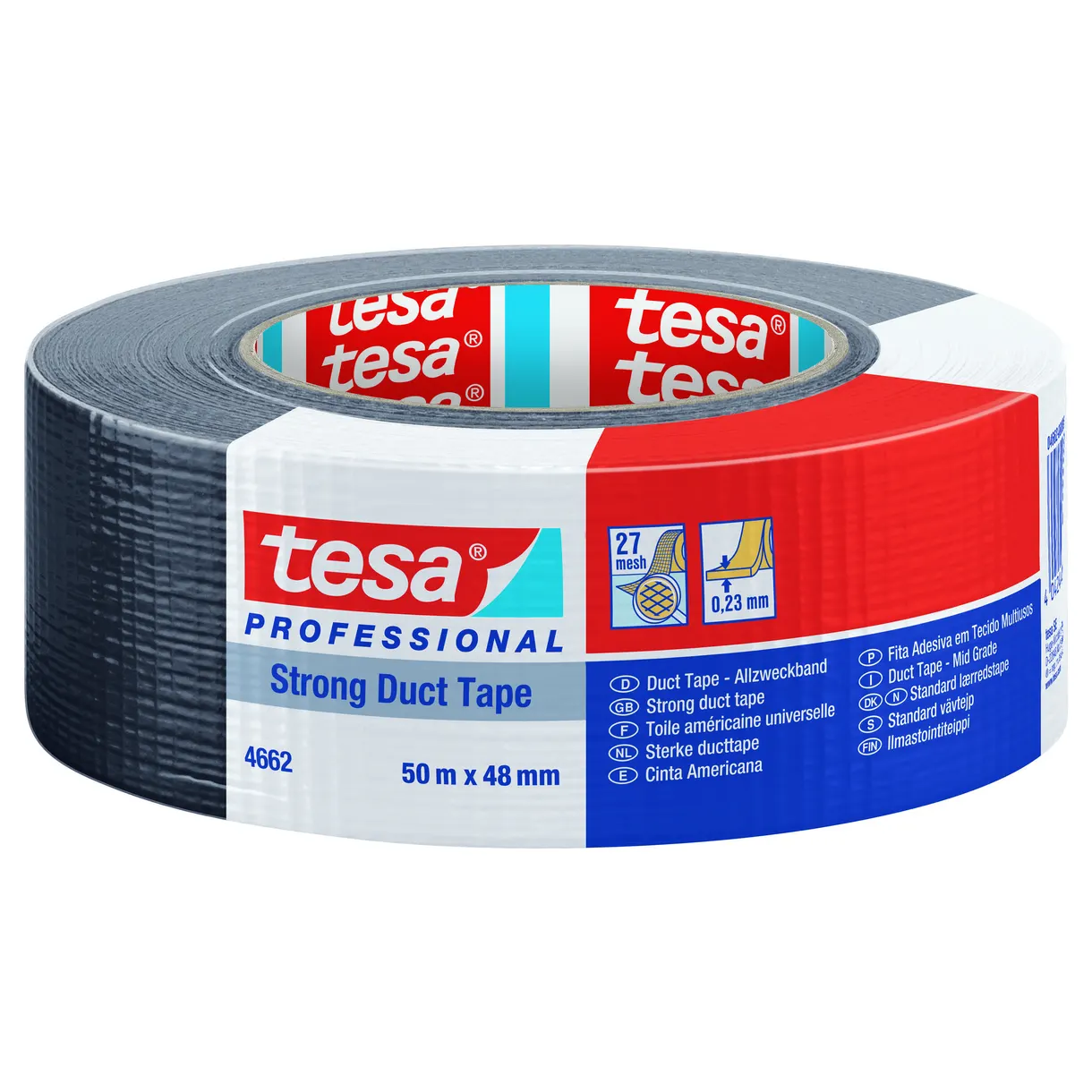 VÄVTEJP 4662 TESA STARK SVART 50M X 48MM