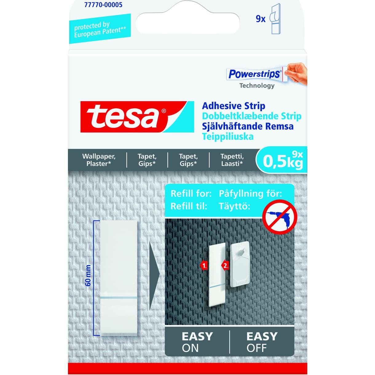 REMSA 77770 TESA SJÄLVHÄFTANDE TAPET/PUTS 0,5KG