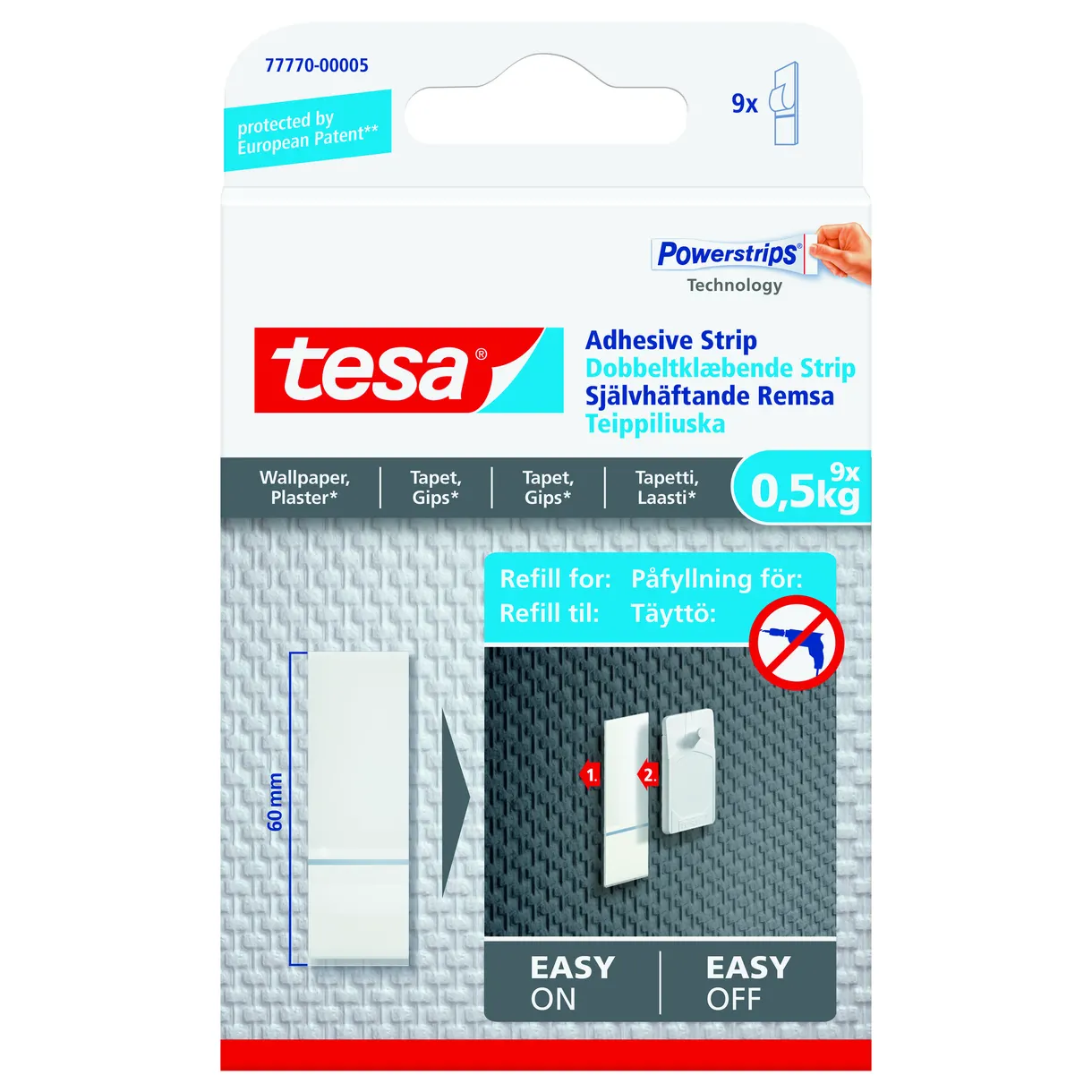 REMSA 77770 TESA SJÄLVHÄFTANDE TAPET/PUTS 0,5KG
