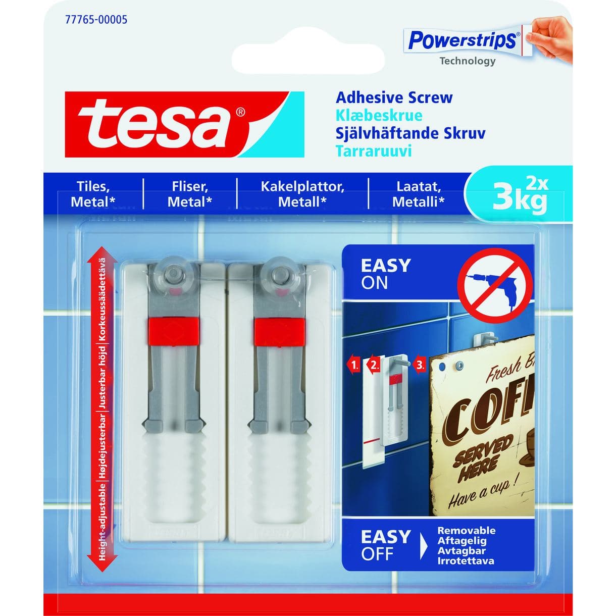 SKRUV 77765 SJÄLVHÄFTNADE JUSTERBAR KAKEL/METALL 3KG 2ST