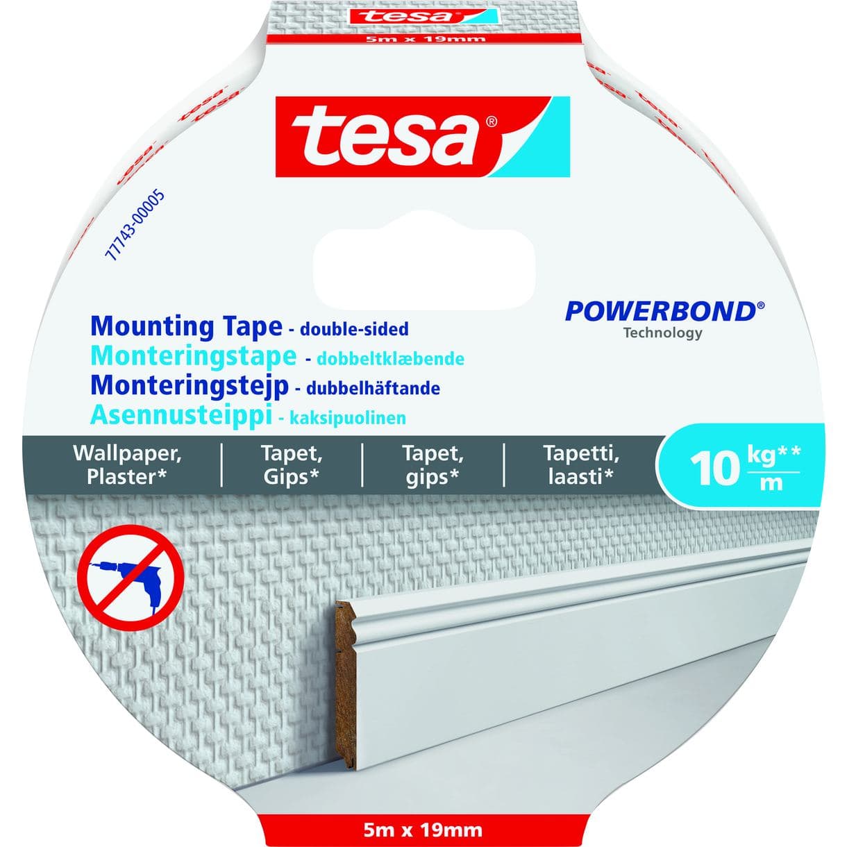 MONTERINGSTEJP 77743 TESA TAPET/PUTS 10KG/M
