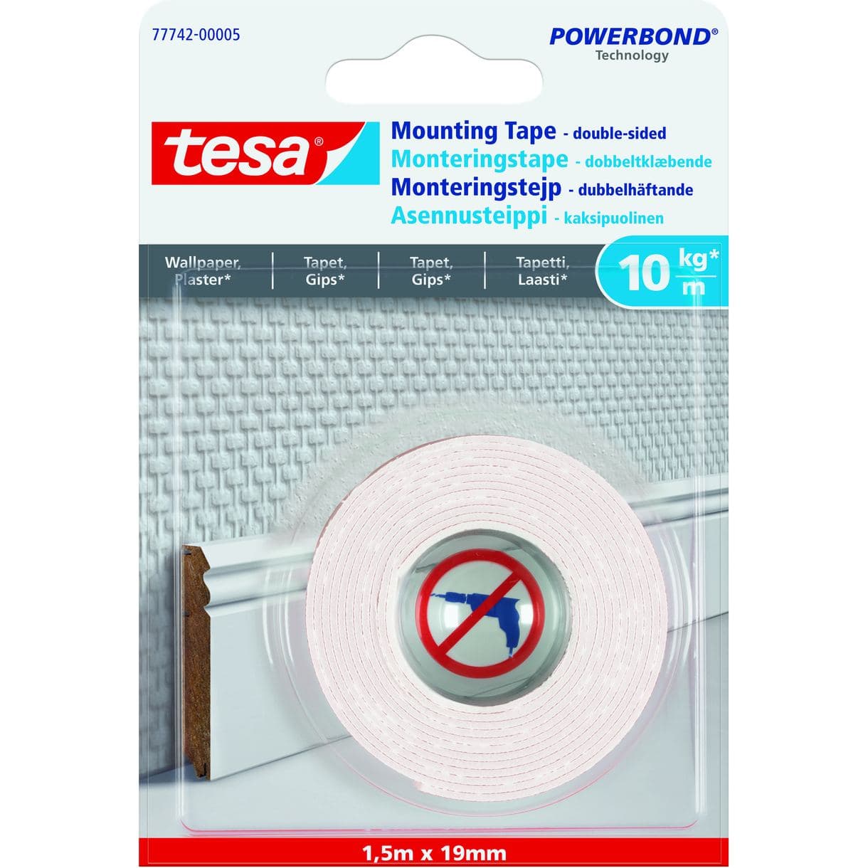MONTERINGSTEJP 77742 TESA TAPET/PUTS 10KG/M